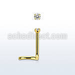nwtzr15 gold  steel nose screw 20g w prong set clear 1.5mm cz