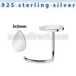 nwvdr 925 sterling silver nose screw teardrop shaped top