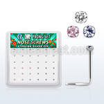 nwz15mbx box silver nose screws, 20g w 1.5mm round mix colors cz