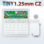 nwzbc12 box w 52 silver nose screws w prong set 1.25mm clear czs