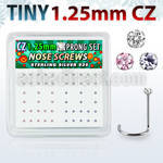 nwzbm12 box w 52 silver nose screws w prong set 1.25mm mix czs