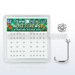 nwzbxc box w 52 silver nose screws w prong set 1.5mm clear czs
