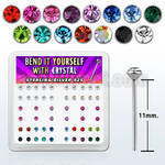 ny14mx box w silver bend it nose studs w 2mm round crystal tops