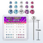 nybxmm2 silver bend it nose studs w 1 4 1 5 2 assorted crystals