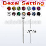 nycb2518 unbent steel nose stud, (1mm) with 2.5mm bezel set top