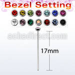 nycb25 unbent steel nose stud, (0.8mm) with 2.5mm bezel set top
