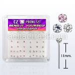 nyczbxm silver bend it nose studs w assorted color prong cz