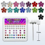 nyflbxs box w silver bend it nose studs, crystal flower tops