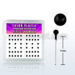 nykbbx2 box w silver bend it nose studs, w 2mm black ball tops