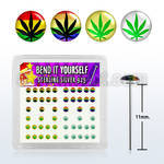 nylgx1 box of silver bend it nose studs w assorted marijuana