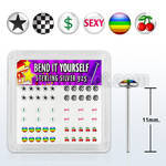 nylgx3 silver bend it nose studs w sexy star cherry checker