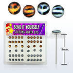nylgx6 silver bend it nose studs w assorted tiger leopard logo