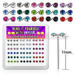 nymsbxm box silver bend it nose studs w music note color crystal