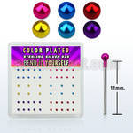 nymtbx1 box w silver bend it nose stud, w 1mm mix color ball top