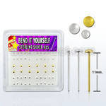 nymx1 silver bend it nose studs w ball flat disc gold disc