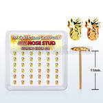 nymxpa36 box w silver bend it nose stud mix gold pineapple top
