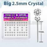 nyp19cx silver bend it nose studs w 2 5mm clear prong crystal