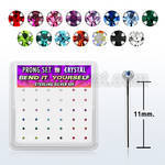 nyp9mbx box w silver bend it nose stud 20g 1.5mm color crystal