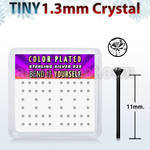 nyrb6xc box w 52 pcs of black plated silver bend it yourself nose studs w tiny 1 25mm clear round crystal tops