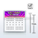 nysqbxc silver bend it nose studs with square clear crystals