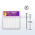 nysv15bx box w silver bend it nose studs, 20g w 1.5mm ball top