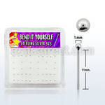 nysv1bx box of silver bend it nose studs with 1mm ball tops