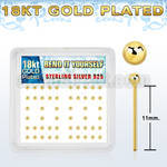 nyx18b2 gold silver bend it nose studs w 2mm ball shaped top