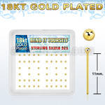 nyx18b box of silver bend it nose studs w 18k gold ball top