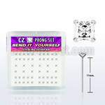 nyzbqc silver bend it nose studs w square clear prong cz
