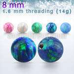 opi8 8mm synthetic opal ball with 14g (1.6mm) threading