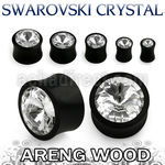 pargc areng wood double flare plug with giant crystal center