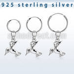 phod36 silver helix hoop earring w plain silver bird dangling