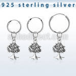 phod45 silver helix hoop earring w a silver tree dangling