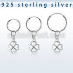 phod46 silver helix hoop earring w a silver shamrock dangling