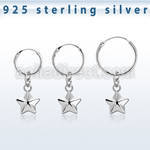 phod49 silver helix hoop earring w silver star dangling