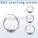 phoxb 925 silver balinese design black oxidized hoop earrings