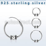 phoxe 925 silver balinese design black oxidized hoop earrings