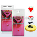 pkml10 silver magnetic fake labret stud with red heart logo