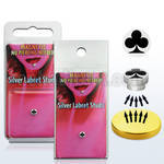 pkml12 silver magnetic fake labret stud with card club logo