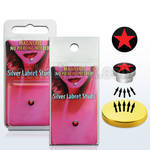 pkml1 silver magnetic fake labret stud with star on black logo
