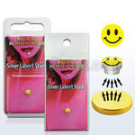 pkml5 silver magnetic fake labret stud with smiley face logo