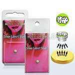 pkml8 silver magnetic fake labret stud w dices on green logo