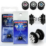 pkmp101 anodized 316l steel magnetic fake plug with crystals