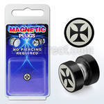 pkmp41 black 316l steel magnetic fake plug w iron cross logo