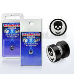 pkmp47 anodized 316l steel magnetic fake plug with skull logo