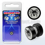 pkmp49 black 316l steel magnetic fake plug w spider logo