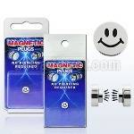 pkmp5 black 316l steel magnetic fake plug w smiley logo