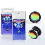 pkmp66 acrylic magnetic fake plug w marijuana on rainbow logo