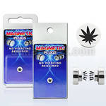 pkmp6 surgical steel magnetic fake plug with marijuana logo