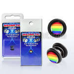pkmp75 black acrylic magnetic fake plug with rainbow stripes